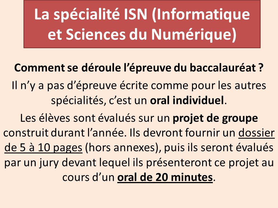 La spécialité ISN Informatique et Sciences du Numérique ppt télécharger